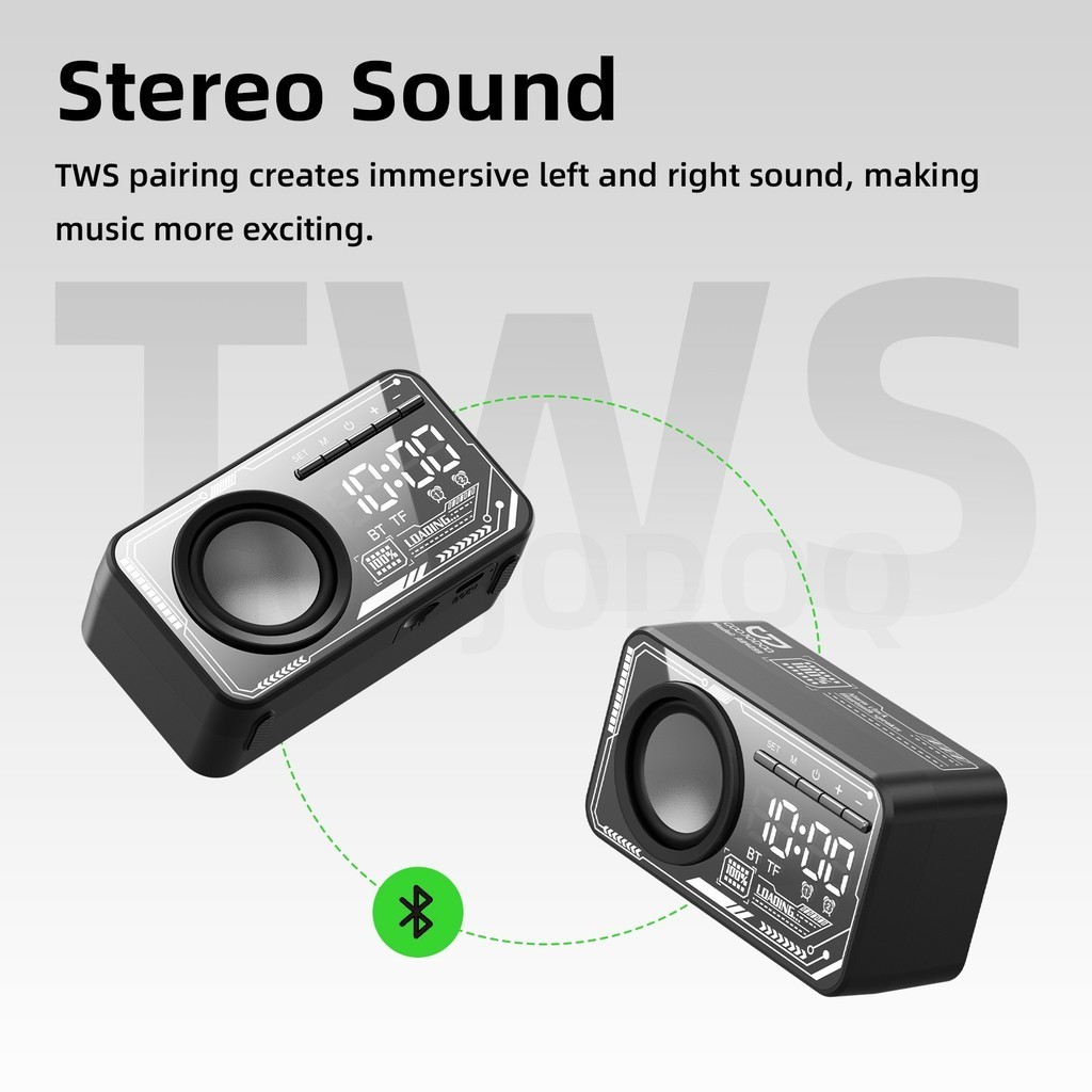 Đồng hồ báo thức GOOJODOQ Loa Bluetooth Màn hình rõ ràng & Báo động kép Phát lại linh hoạt âm thanh nổiTWS | BigBuy360 - bigbuy360.vn