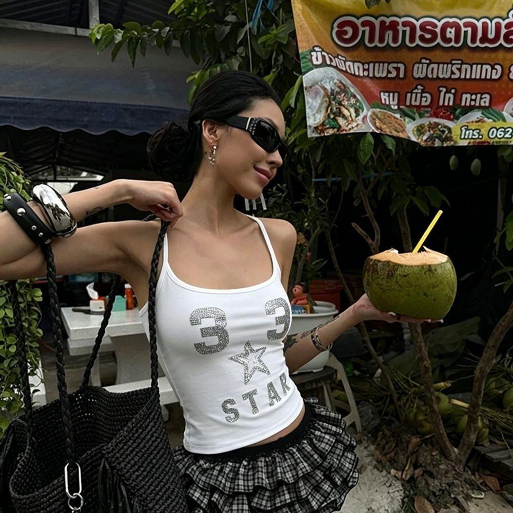 Ánh Sáng Sang Trọng Nhấp Nháy Trang Trí Kim Cương Đẹp Mặt Sau Một Mảnh Miếng Đệm Ngực Phù Hợp Với Slim-fit Slimer Phong Cách Nhìn Lại Đi Lại Hẹn Hò Tất Cả