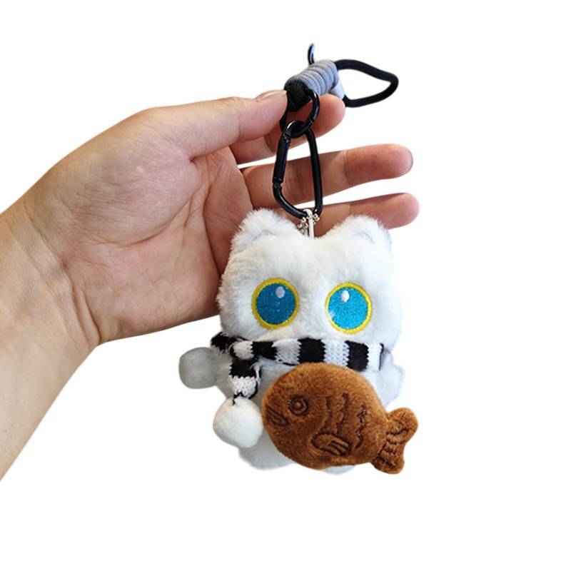 Eshylala Hoạt Hình Sang Trọng Mèo Trắng Đen Móc Khóa Túi Mặt Dây Chuyền Đồ Chơi Kawaii Dễ Thương Quà Tặng Cho Cặp Đôi [MỚI]