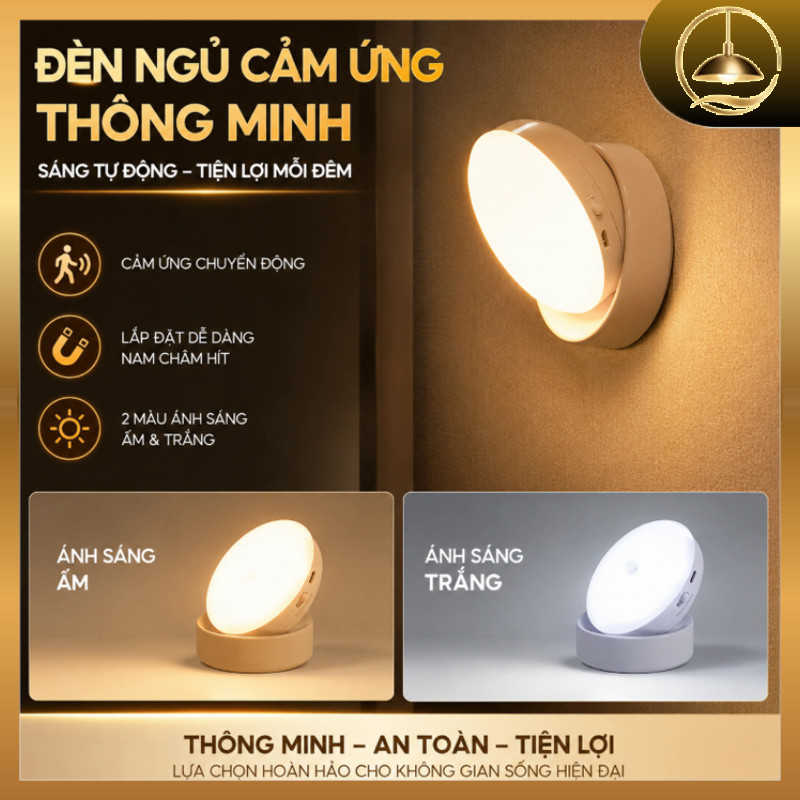 Đèn Led Cảm Biến Thông Minh 360°, Thiết Kế Treo Tường, Thích Hợp Cho Hành Lang, Cầu Thang, Nhà Bếp