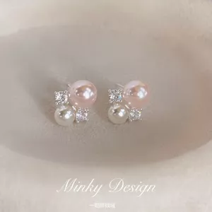 {Bubble} Bông tai ngọc trai nhẹ nhàng kiểu Pháp Bông tai kẹp tai không cần xỏ khuyên Bông tai cao cấp Bông tai