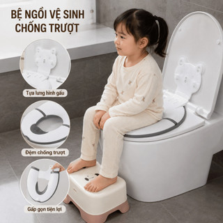 Ghế Tập Đi Vệ Sinh Chống Trượt Cho Bé Gấp Gọn, Bệ Thu Nhỏ Bồn Cầu An Toàn Tiện Lợi Cho Trẻ Em