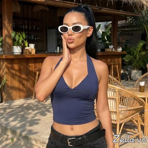 Áo ba lỗ cổ áo mùa hè không tay hở lưng cổ chữ V Slim Fit Crop Vest