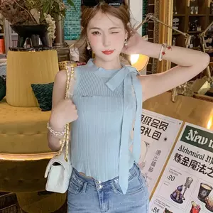 Slimer Look Niche Halterneck Áo len dệt kim hàng đầu nhỏ mùa hè Hot Girl Ngắn khâu cao cấp sang trọng Tất cả