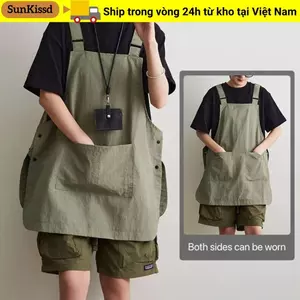 Tạp dề nấu nướng SUNKISSD, Quần áo làm việc thoáng khí màu trơn, Áo bảo hộ lao động không tay chống ô nhiễm sáng tạo Công việc nhà