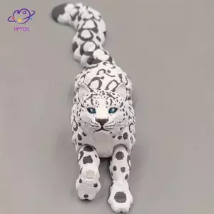HFTOY 3D In Hình Mô Hình Da Báo Tuyết Mô Hình Mô Phỏng Đa Nối Động Vật Di Động Hình Thu Nhỏ Trang Trí Nhà Cửa ~