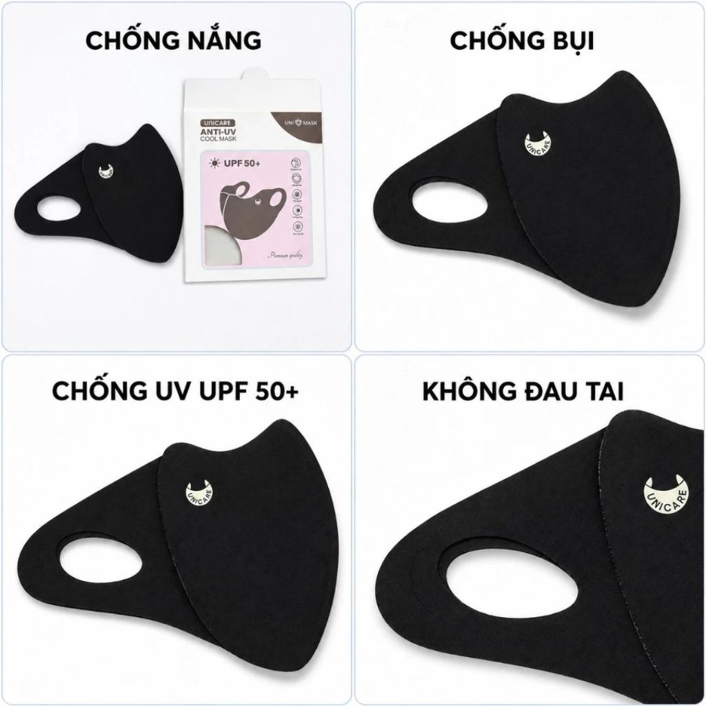 Khẩu Trang Chống Tia UV Unicare Cool Mask UPF50+ Vải Lạnh Mát, Chống Nắng Cao Cấp Chính Hãng