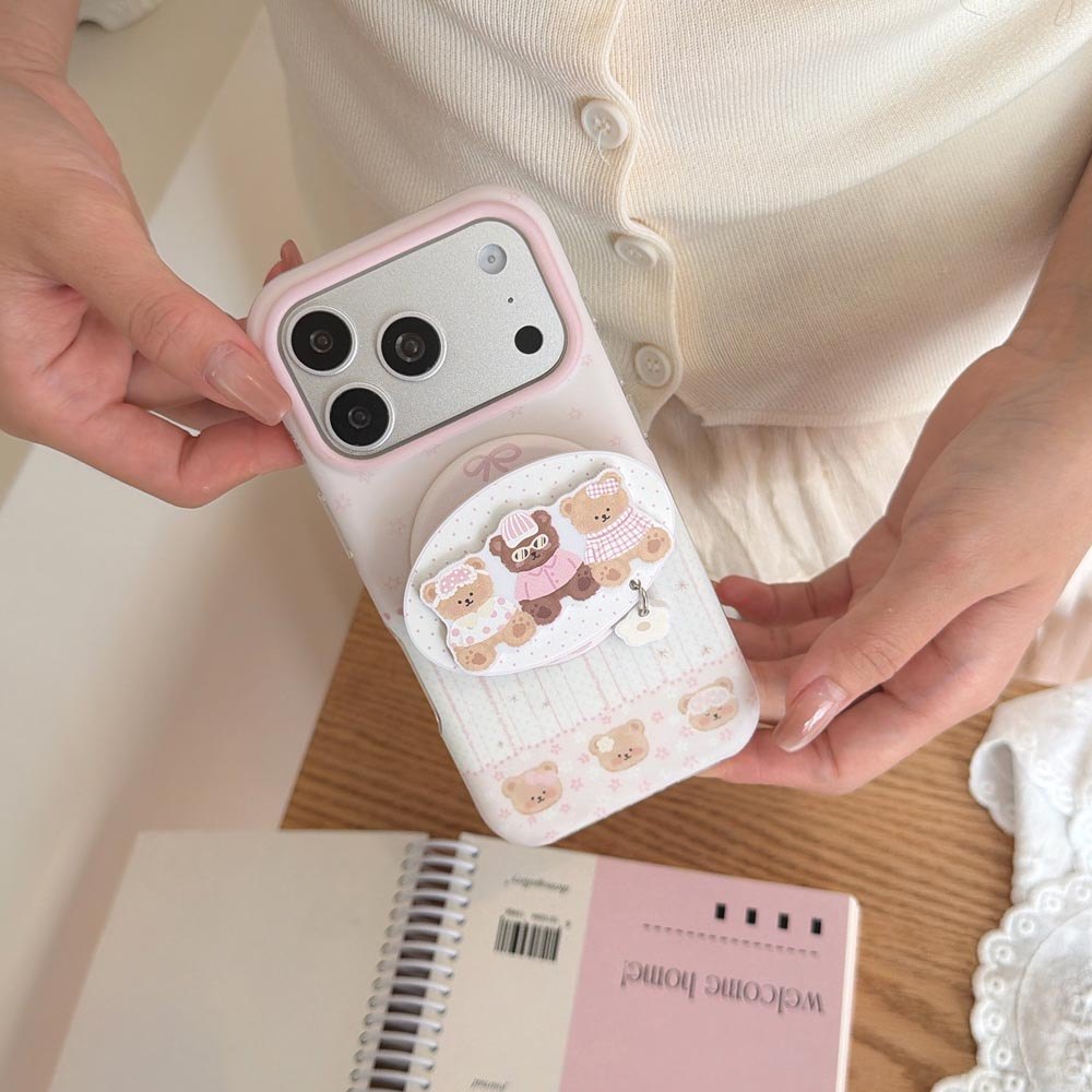 Ốp Lưng Cứng Tương Thích Với iPhone 13 14 14Pro 14ProMax 15 15Pro 15ProMax 16 16Pro 16ProMax 17 17Pro 17ProMax Ốp Nam Châm Họa Tiết Màu Hồng