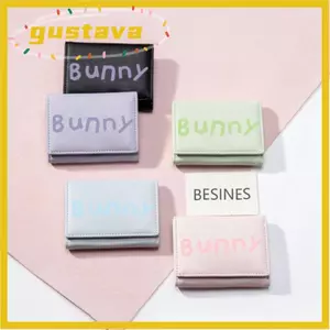 Ví ngắn GUSTAVA, Ví đựng tiền xu có thể gập lại bằng da PU, In chữ tiếng Anh di động Túi đựng tiền màu hồng đa năng dành cho nữ Du lịch