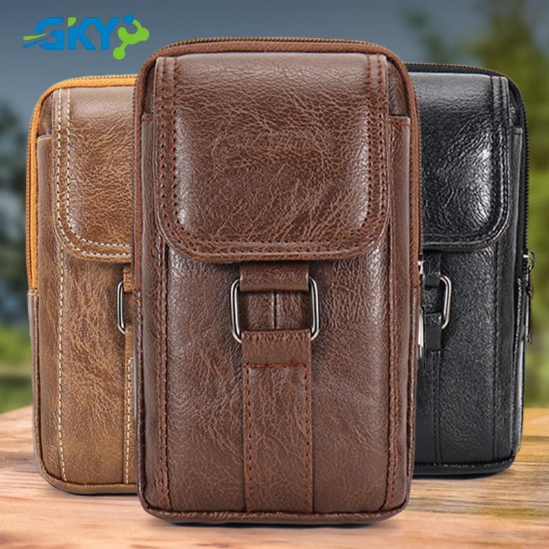 GKY Phong Cách Vintage Da PU Thắt Lưng Túi Chống Thấm Nước Với Thắt Lưng Móc Ngực Túi Điện Thoại Di Động Nhiều Lớp Túi Thắt Lưng Du Lịch 1PC GKY