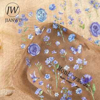 JIANWU Vintage Hoa Bướm Chim Phong Cảnh Chất Liệu Cắt Kéo Thêu Sò PET Miếng Dán Sáng Tạo DIY Tạp Chí Văn Phòng Phẩm