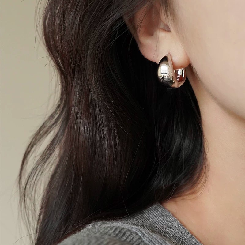 Bông tai thả nước kiểu Pháp thanh lịch và đơn giản bạc s925
