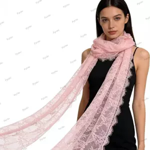 Khăn Ren PYCOU, Khăn Lau Thêu Hoa Màu Trơn Nhẹ, Lưới Dài Thoáng Khí Áo Cưới Poncho