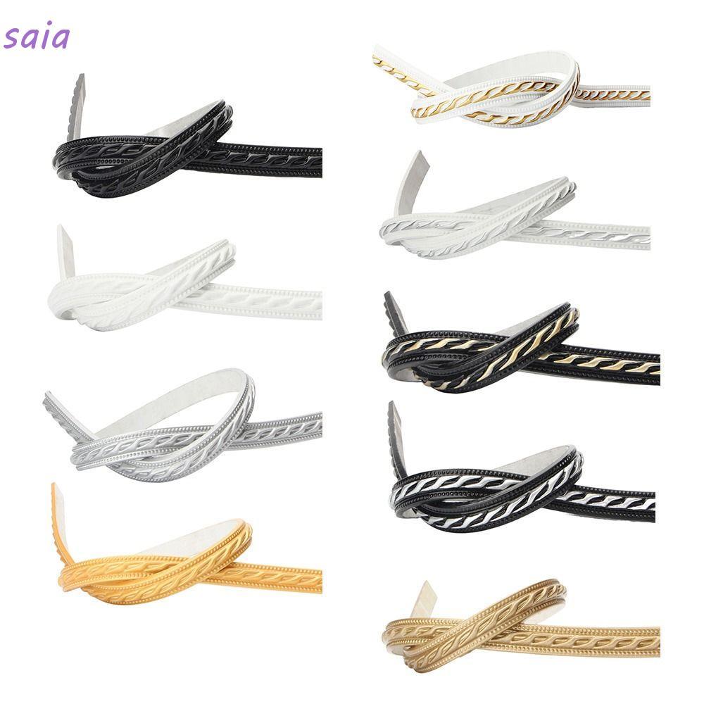 SAIA PVC Tự Dính Đường Viền, 12mm * 6mm Giả Nổi Cạnh Trang Trí, Tự Dính Giả Thạch Cao Mềm Đường 1M Khung Ảnh Viền Trần