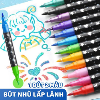 Bút dạ màu acrylic marker 2 đầu 48/96 màu an toàn cho bé học tập người lớn sáng tạo nghệ thuật