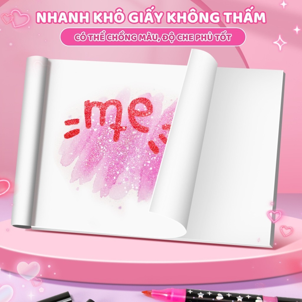 Bút dạ màu acrylic marker 24/48/72/96 màu ngòi nhọn 2 đầu tươi sáng  bộ cọ vẽ màu nước tranh DIY
