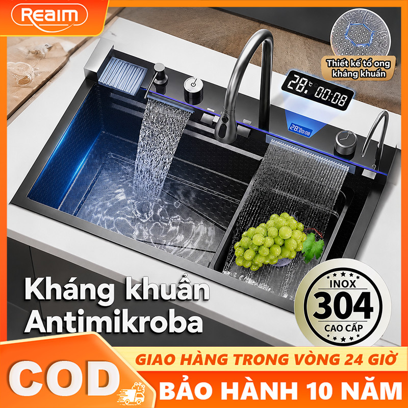 Chậu Rửa Bát 1 Hố Inox 304 Cao Cấp - Full Phụ Kiện Chống Gỉ Dễ Lắp Đặt Chậu rửa thông minh