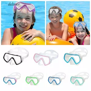 Kính bơi trẻ em DELMER, Mặt nạ lặn trẻ em bằng nhựa PVC chống sương mù, chống vỡ có nắp mũi Kính PC Kính mắt bơi lội chống rò rỉ cho bé trai