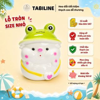 Heo đất ống tiết kiệm tiền lỗ tròn mũ ếch size nhỏ chibi xinh LD51 - TABILINE