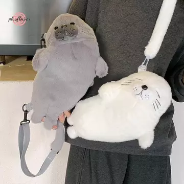< Plusflower > Túi xách sang trọng có dấu đáng yêu Di động Thu Đông Mới Dễ thương Túi lông thú Túi xách nữ Túi xách nữ mềm mại Túi xách nữ Túi xách nữ mới