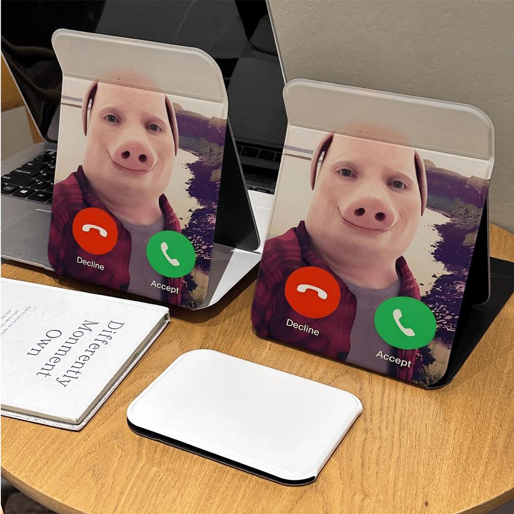 Gương gập mini in mặt heo người hài hước độc lạ