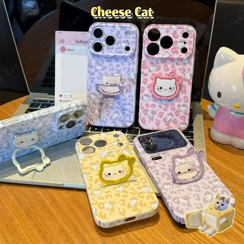Ốp Điện Thoại Kitty Ring Màu Kẹo Tiện Lợi Cho iPhone 11 12 13 14 15 16 17 Pro Max