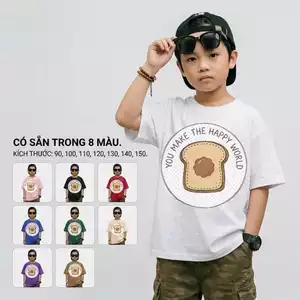 Áo thun bé trai cute Hình hoạt hình Thấm hút mồ hôi Mềm mịn Cho bé 2-12 tuổi Size 90-150