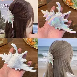 AqToCna Ocean Conch Kẹp Tóc Cua Biển Vỏ Hàn Quốc Lớn Vuốt Tóc Kẹp Tóc Thời Trang Hairgrips Dành Cho Nữ Bé Gái Phụ Kiện Tóc Đuôi Ngựa AqToCna