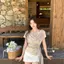 Cổ xoay cà vạt kiểu Pháp tay ngắn hàng đầu phong cách mới ren dây buộc dây có dây buộc sang trọng hơn
