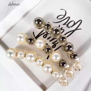 DELMER Nữ Chuối Kẹp Tính Khí Hợp Thời Trang Vuốt Tóc Cua Pha Lê Kẹp Tóc Ngọc Trai Đuôi Ngựa Giá Đỡ