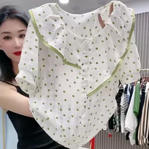 Áo len Cardigan thiết kế chấm bi mùa hè dáng rộng mỏng hơn trông đẹp ngọt ngào Áo sơ mi nữ