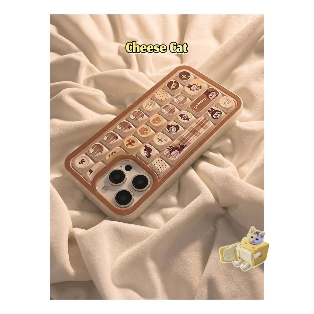 Ốp điện thoại bàn phím 3D Monster Labub cho iPhone 11 14 13 15 12 16 17 Pro Max Ốp điện thoại giảm căng thẳng