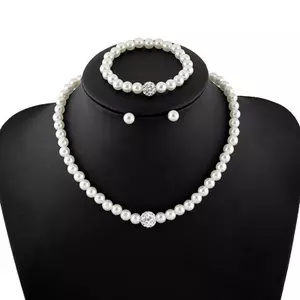 Bộ trang sức ngọc trai thời trang ECK Bộ đồ trang sức bóng sang trọng Ngọc trai Nelace Bông tai Bộ vòng tay HOT