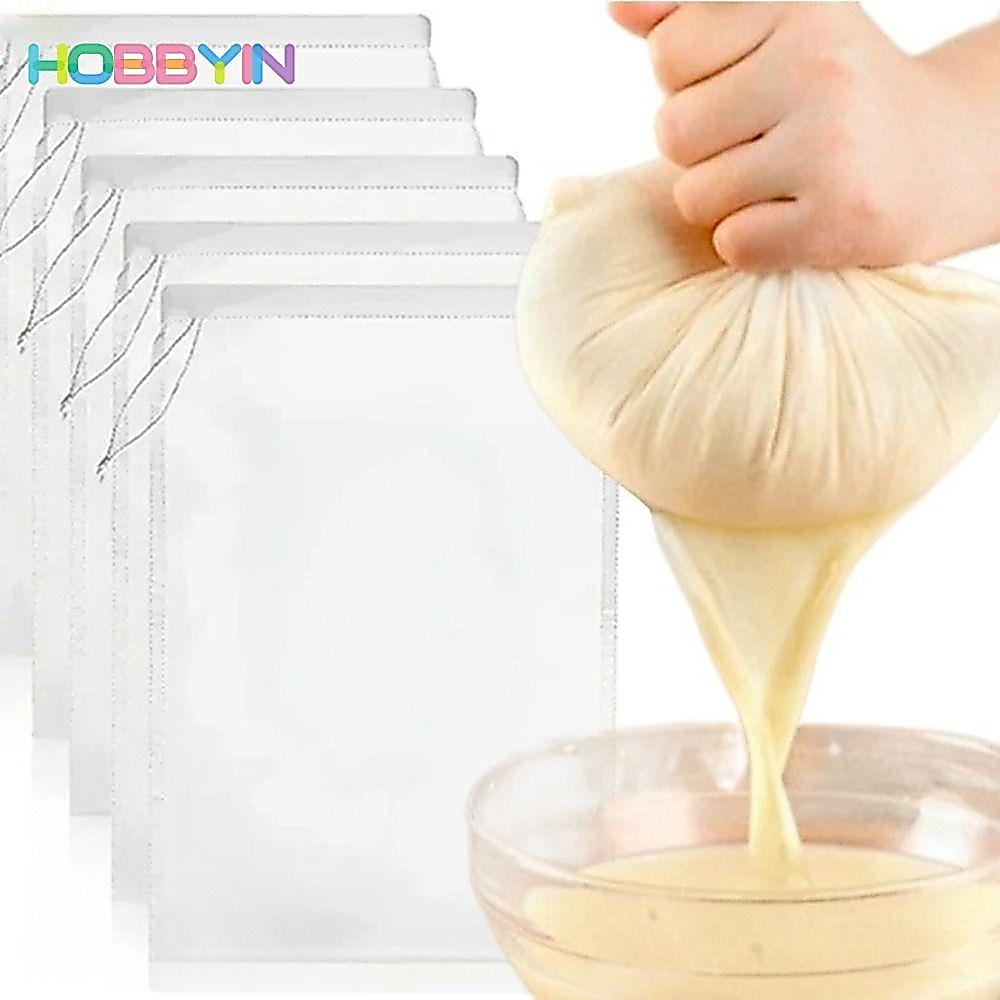 Túi lọc sữa đậu nành HOBBYIN, Bộ lọc nước ép cà phê trà sạch 100 lưới dễ dàng, Bộ lọc có thể tái sử dụng bằng Nylon