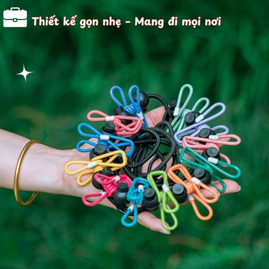Dây Phơi Đồ Du Lịch Co Giãn HomeMate 1.8–3.5m, Dây Treo Quần Áo Có 12 Kẹp Chống Gió Kèm Móc Carabiner Tiện Lợi