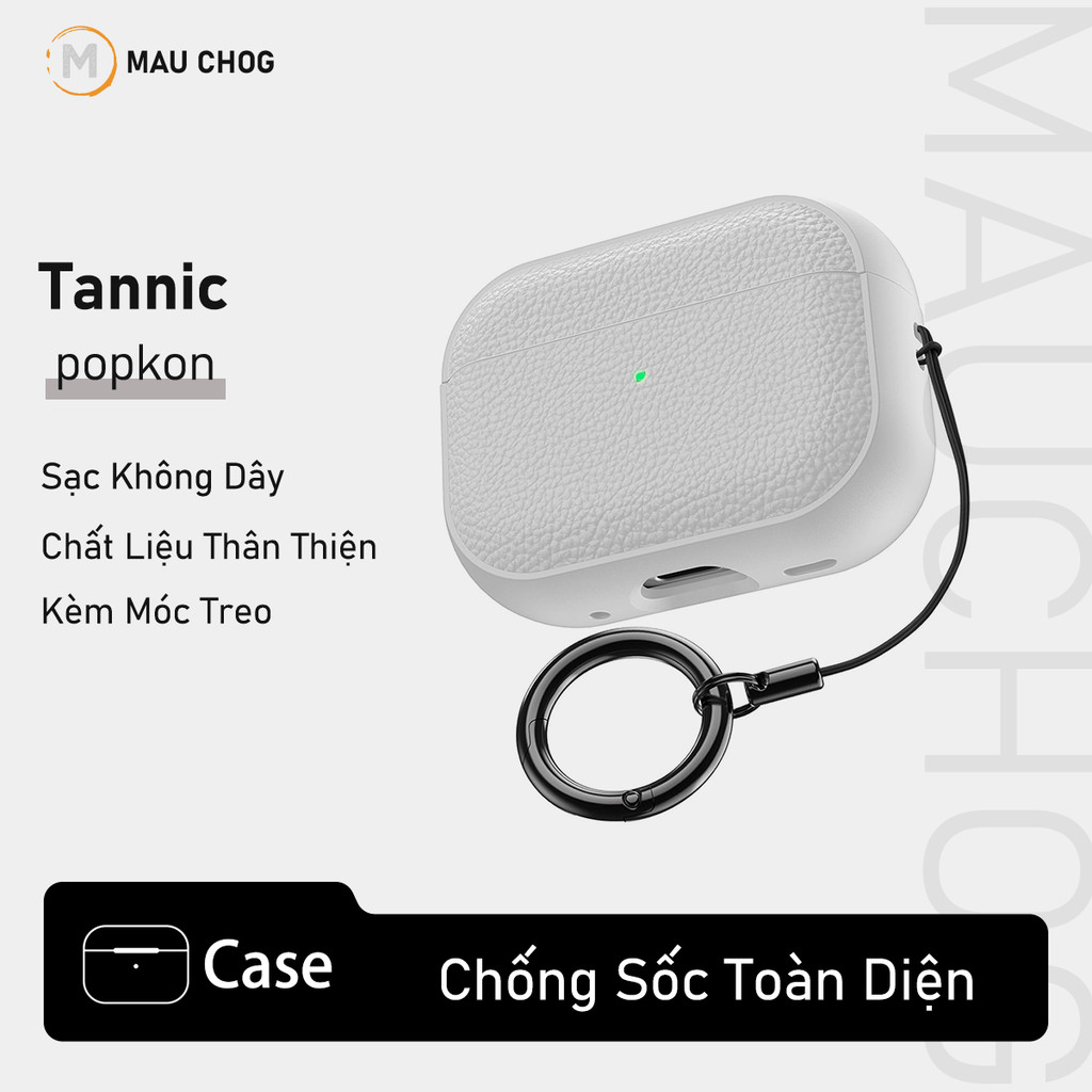 Ốp Da Bảo Vệ Chống Sốc Cao Cấp Kèm Móc Treo Cho Tai Nghe Airpods Pro 3 2 Airpods 4