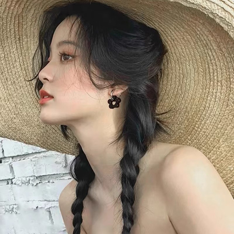 Bông tai hoa đen bạc s925