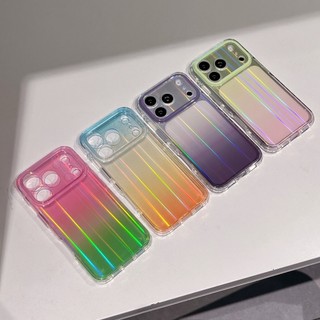 Rainbow Gradient Màu Aurora Sọc Silicon Ốp Lưng Điện Thoại iPhone 17Promax 17Pro 15 16 Pro Max Chống Sốc Nam Nữ Vỏ Di Động