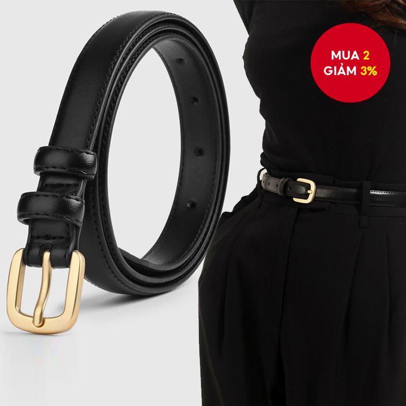 Hàn Quốc Thanh Lịch Đen Cao Cấp Thắt Lưng Da Hợp Kim Pin Khóa Cho Quần Jean Đầm Nữ