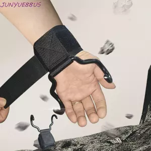 JUNYUE88US 1 PC / Cặp Móc nâng tạ, Kéo lên có thể điều chỉnh Phụ trợ bảo vệ cổ tay, Dây đeo cổ tay 1 cặp Phụ trợ móc thép chống trượt Huấn luyện sức mạnh dây đeo