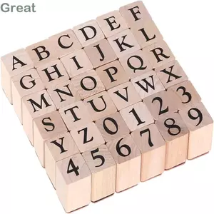 Bộ tem bảng chữ cái TUYỆT VỜI, Bảng chữ cái A-Z Bảng chữ cái Con dấu cao su, Chữ cái Thủ công 2cm Số gỗ Cao su bằng gỗ cổ điển A-Z Dấu số chữ cái cho chữ cái