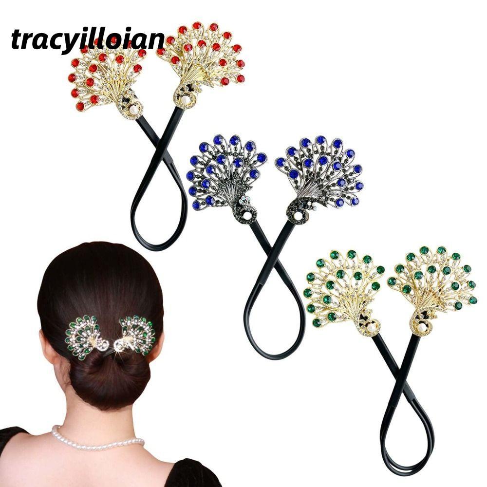 TRACEILLOIAN Hair Bun Maker Twist, Dễ dàng chụp nhanh hình con công Kiểu tóc xoắn, Mũ nón thanh lịch cuộn Dụng cụ uốn tóc Phụ nữ