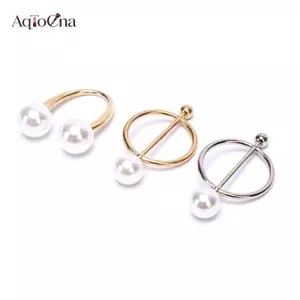 AqToCna Ngọc Trai Thổ Cẩm Pin Khăn Lụa Bule Nữ Khăn Choàng Kẹp Phụ Kiện Trang Sức AqToCna
