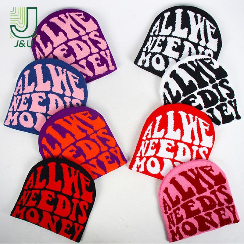 [J & U-T] Mũ dệt kim Acrylic len Y2K cổ điển dành cho nữ Beanie Mùa đông ấm áp Beanies Bông tai Kẹp Hip Hop Mũ ngoài trời thông thường