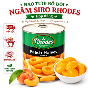 Đào Tươi Bổ Đôi Ngâm Siro Rhodes Peach Halves Hộp 825g Topping Đồ Uống, Trang Trí Bánh
