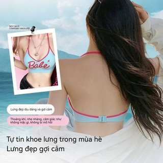 Áo ngực mặc ngoài phong cách mỹ nữ dây chéo sau lưng cổ yếm nâng ngực nhỏ lưng khoét chữ U lớn dây mảnh