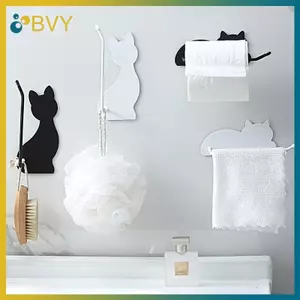 Khăn giấy hình mèo bằng thép không gỉ BVY Ra Giấy tự dính treo tường cho phòng tắm nhà bếp tại nhà.
