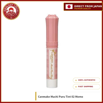 Son bóng Canmake Muchi Puru Tint 02 Momo (Màu đào) | Son thỏi dạng kem căng mọng và dưỡng ẩm