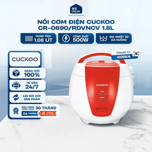 Nồi Cơm Điện Nắp Gài Cuckoo CR-0690/RDVNCV 1.08L Màu Trắng Đỏ - Hàng Chính Hãng