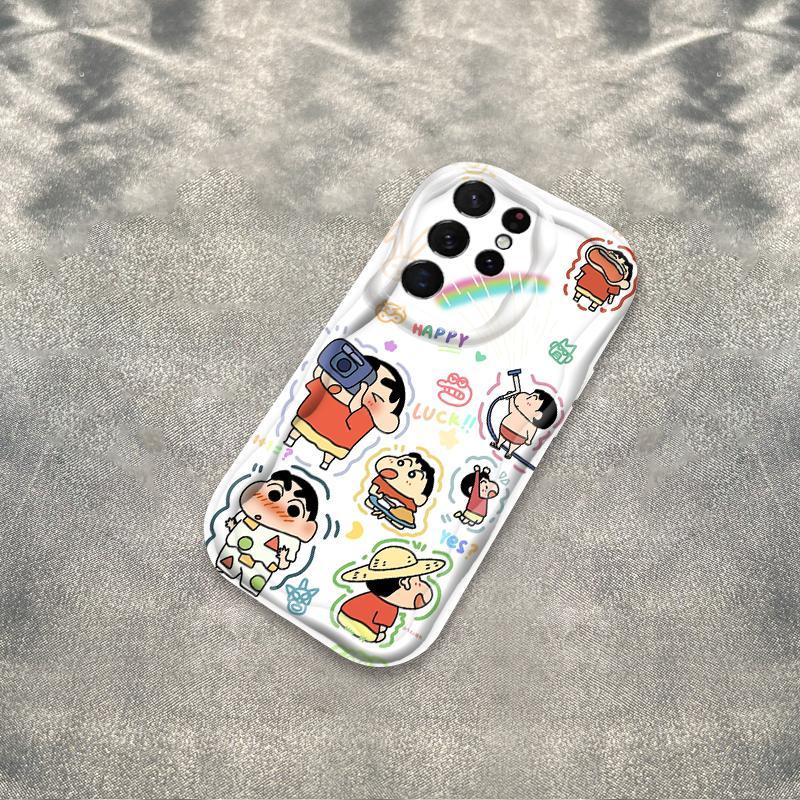 Thích Hợp Cho Samsung S20 S21 S22 S23 S24 S25 S26 + FE Plus Ultra 3D Bảo Vệ Mềm Crayon Shin-chan Vỏ Điện Thoại Chống Sốc